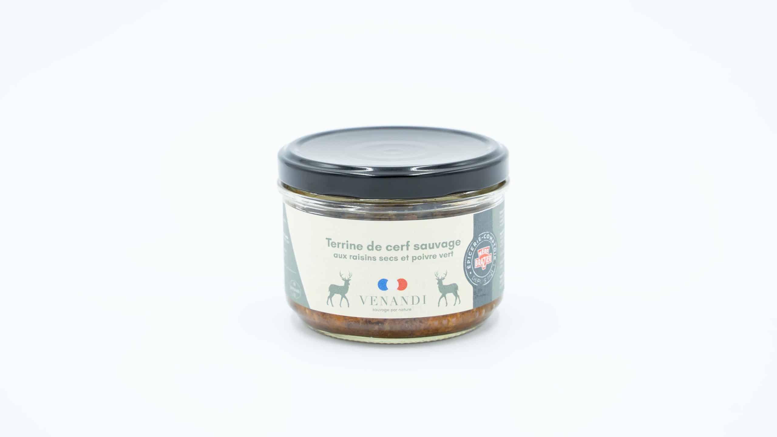 Terrine de cerf sauvage 100% français aux raisins secs et poivre vert