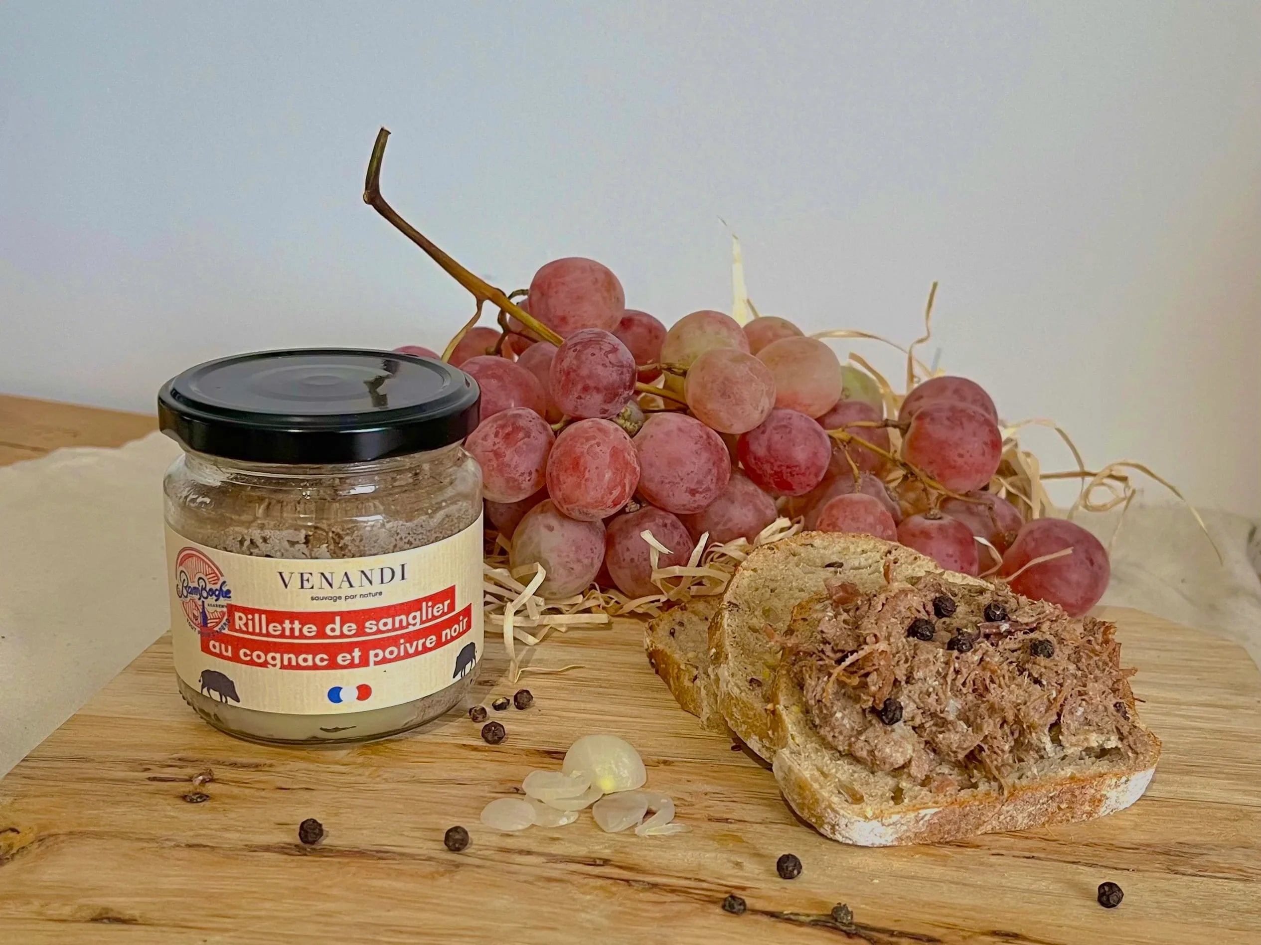 Rillette de sanglier sauvage 100% français au cognac et poivre noir
