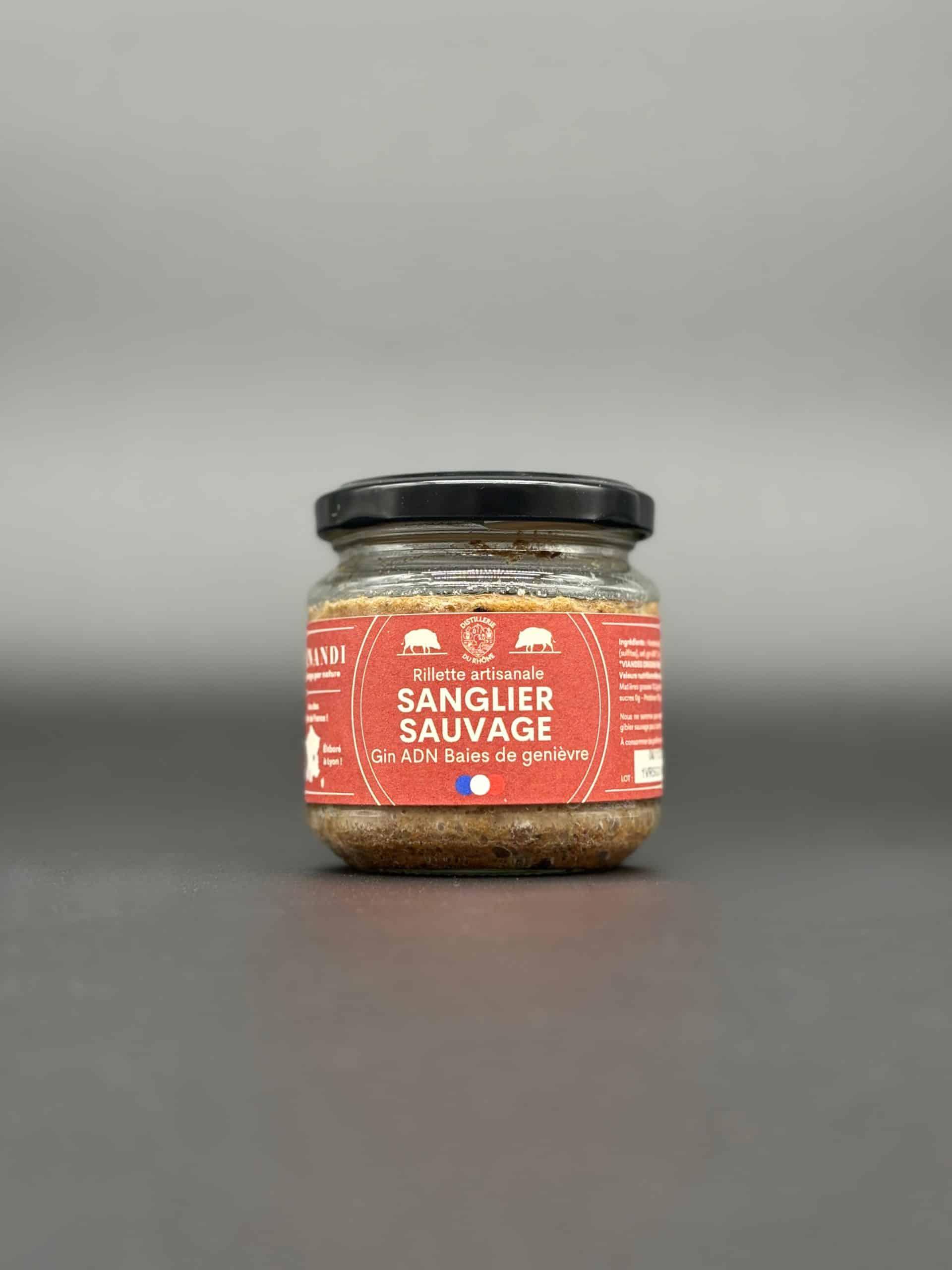 Rillette de sanglier sauvage 100% français au gin ADN et baies de Genièvre