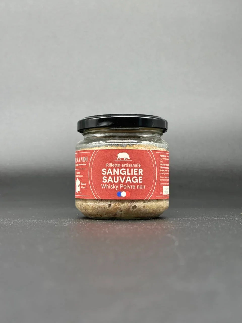 Rillette de sanglier sauvage 100% français au Whisky et poivre noir