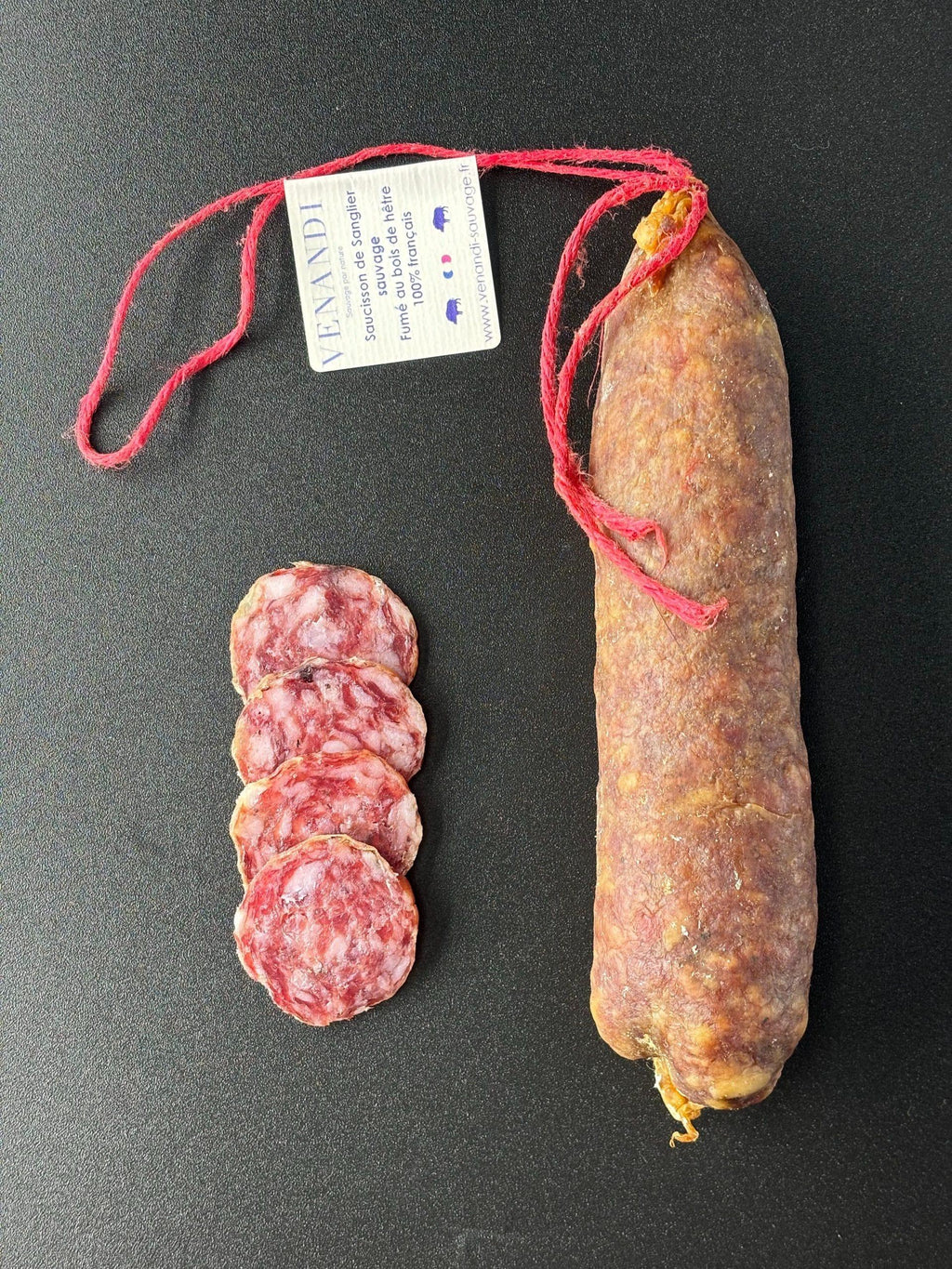 Saucisson de sanglier sauvage fumé au bois de hêtre – 180g