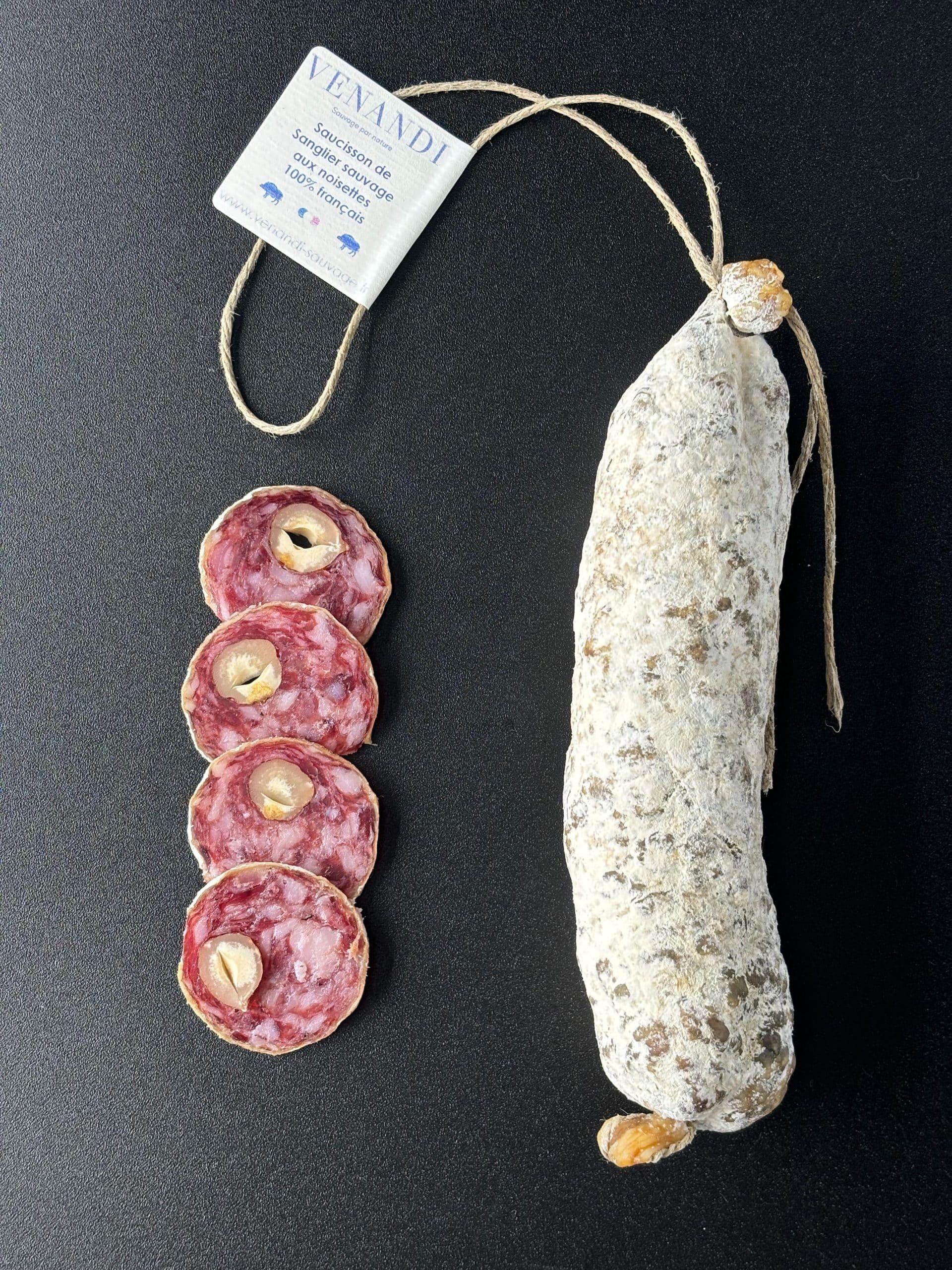 Saucisson de Sanglier sauvage 100% français aux noisettes