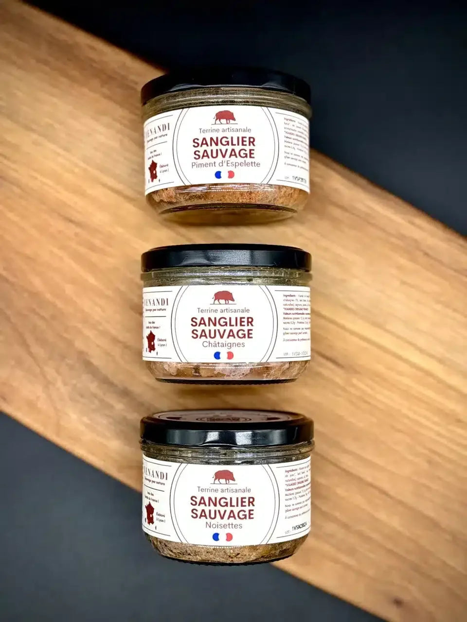Trilogie terrines de sanglier sauvage 100% français